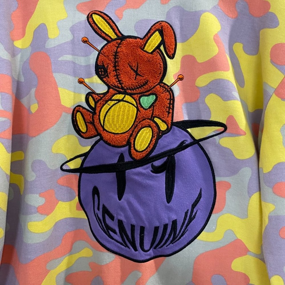 Genuine Authentic Garments Pullover Sweatshirt Pastel Colors Smiley Face Large - Picture 8 of 8